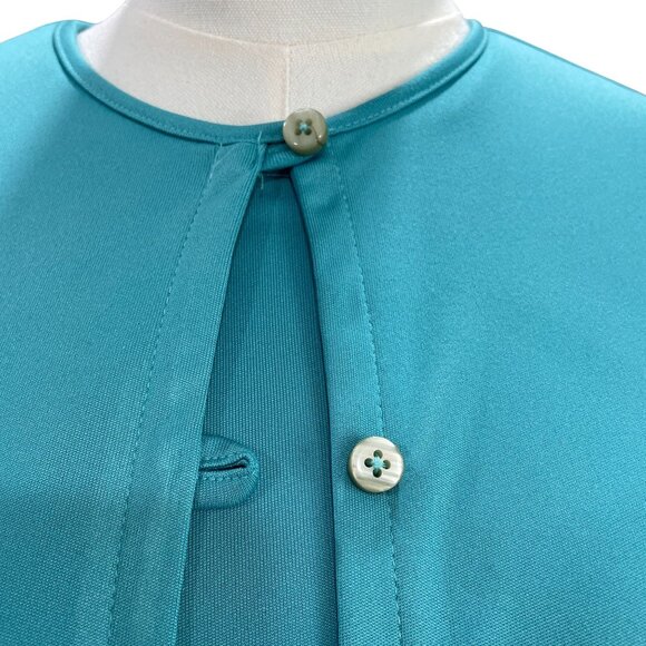 Joan Walters Aqua Blue Two Piece Dress Jacket Set Size 10 Vintage Minimalist - Picture 9 of 11